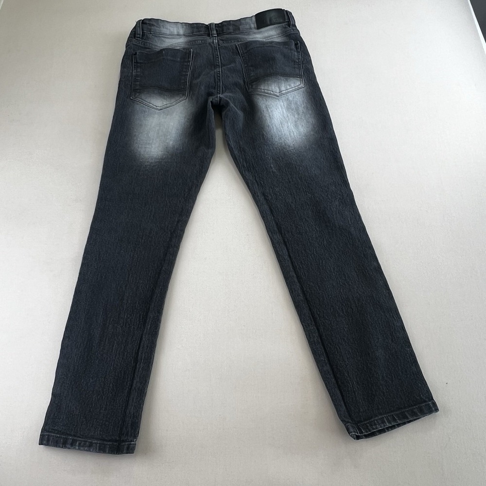 Southpole Mens Skinny Moto Jeans Faded Black Distressed Biker Denim 34x30 - Picture 5 of 10